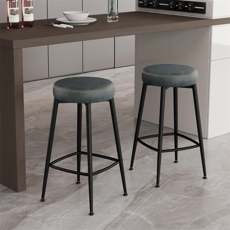 Tabouret de bar à hauteur de comptoir de 26,3 po de hauteur, Bleu très foncé, 2