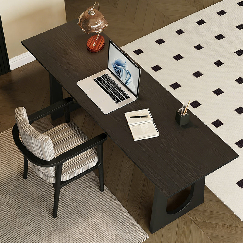 Bureau d'écriture rectangulaire en bois massif noir