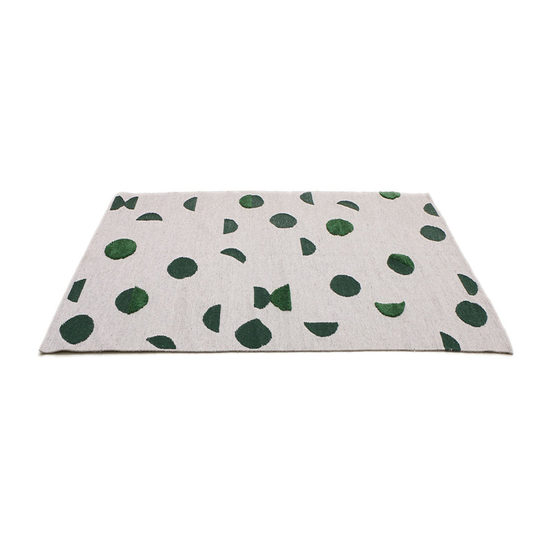 Wool Geometric Area Rug in Forest Green/Gray, Rectangle 10' x 14'