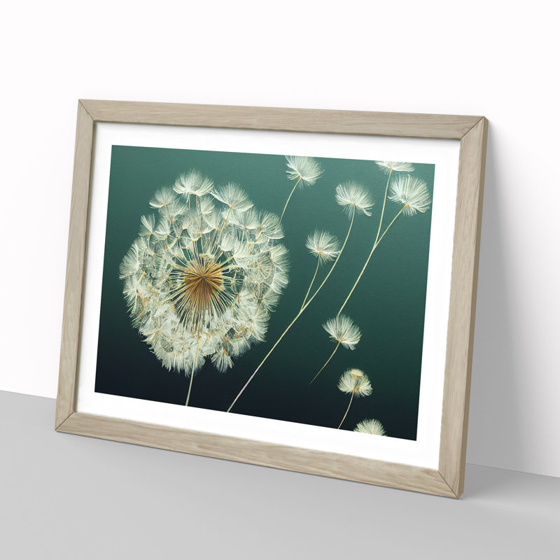 Unusual Dandelion Flowers - Framed Print, 46cm H x 64cm W x 2cm D, Oak