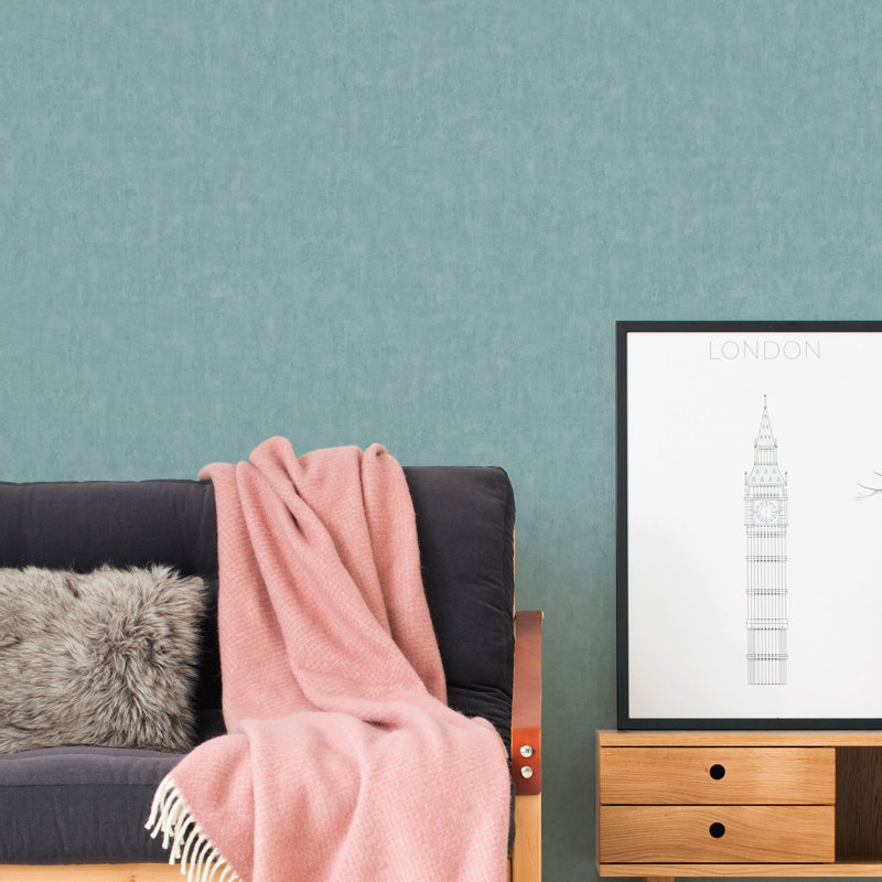 10.05m x 53cm Textured Matte Wallpaper Roll, Light Blue