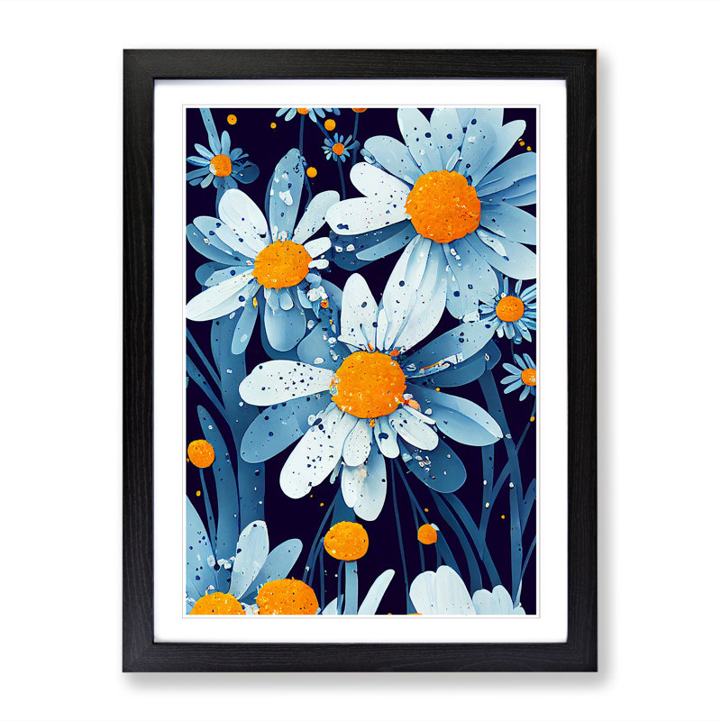Steinsel Daisy Flower Splatter Vol.2 - Single Picture Frame Print, 46" H x 34" W, Brown