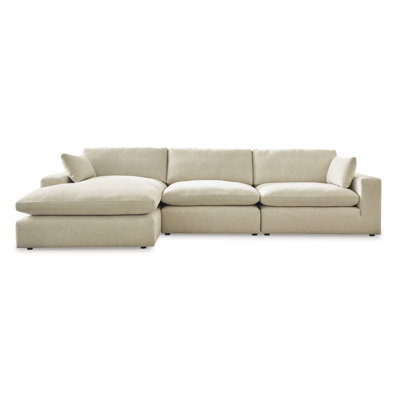 Elyza Linen 3pc Sectional Sofa w/ RAF Corner Chaise
