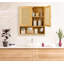Armoire murale en bambou au-dessus de la toilette, portes en rotin et tablette réglable-1490738352