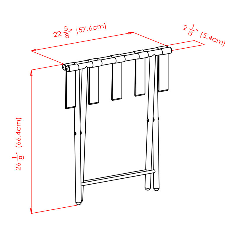 Tavin Black Metal Folding Luggage Rack with Nylon Straps