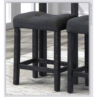 Sora Button Tufted Counter Height Saddle Stool, Set of 2