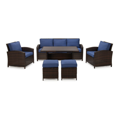 Parkhurst 5-Person Woven Rattan Patio Conversation Set with Cushions 