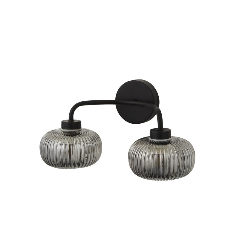 Rawdha Glass Armed Sconce, Matte Black, No
