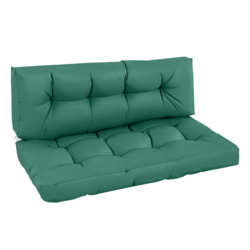 2 Piece Garden Seat/Back Pallet Cushion Set, Grey Polyester