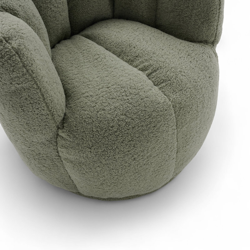 Alivya Upholstered Swivel Barrel Chair, Green