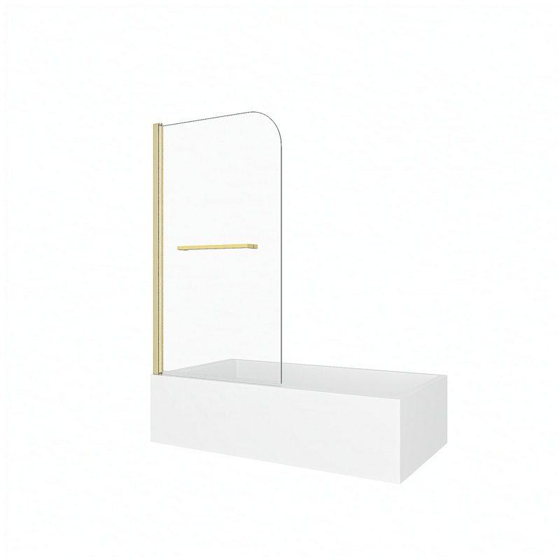 31"-32" W x 55" H Brushed Gold Flexible 180° Pivot Shower Door Reversible Installation Frameless Bathtub Screen,1/4"(6MM) Tempered Glass With Nano Easy Cleaning And Stick Explosion-proof Membrance