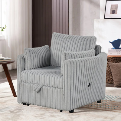 Chaise contemporaine l 24,4 po avec tiroir, gris