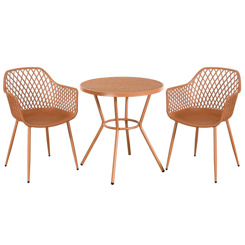 Rimini Patio Dining Set with Round Metal Table & Armchairs, Terracotta