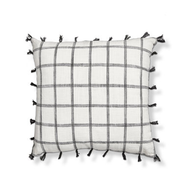 Tassel Check Pillow Black Multi