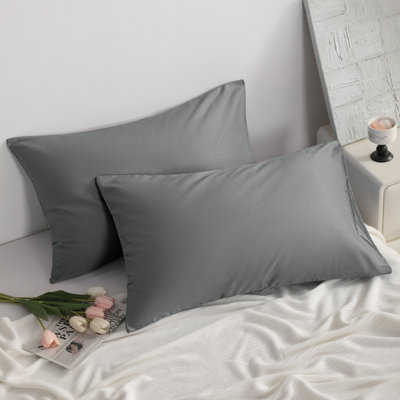 Taies d'oreiller en coton doux et respirant avec fermeture à enveloppe, housses de coussins de chambre à coucher confortables toutes saisons, paquet de 2