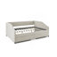 Lit de jour simple avec canapé-lit rembourré capitonné, tissu en lin