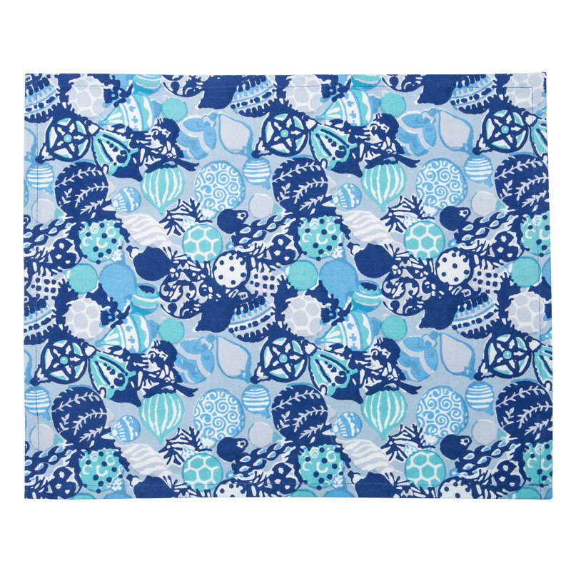 100% Cotton Ornaments Rectangle Placemat, Blue