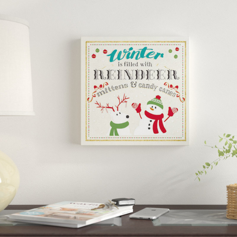 « winter wonderland on white i », art textuel sur toile, H 18 po x l 18 po x P 1,5 po, Toile tendue, Pas de tapis