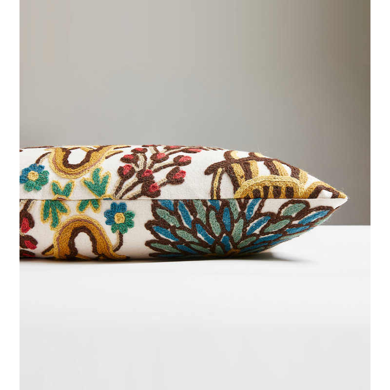 Fables Crewel Lumbar Pillow Cover & Insert