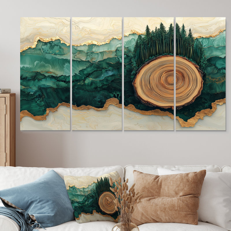 Paysage de forêt de pins dans une glissoire en bois III - Art mural arbre - ensemble d'art mural traditionnel, 4