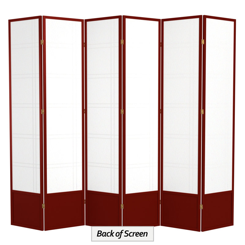 83.5" Double Cross Shoji Room Divider, 6 Panels, Rosewood