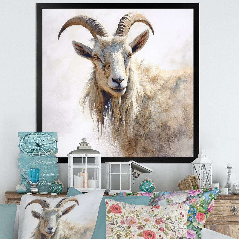 «Graceful Goat Grazers III», reproduction sur toile, H 36 po x l 36 po x P 1,5 po, Cadre flottant noir