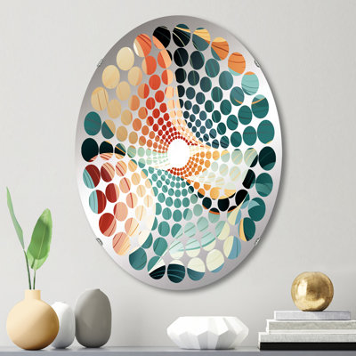 Miroir décoratif géométrique côtier vert et bleu I - Radial Dot