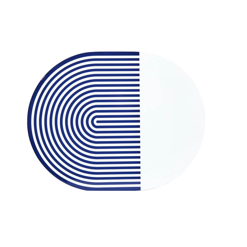 Stripes & Solids Lacquer Placemats, White/Navy
