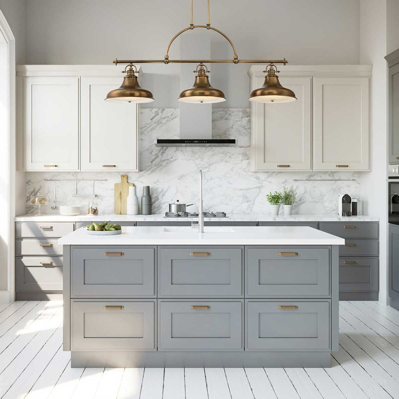 Bridges 3 - Light Kitchen Island Pendant, Weathered Brass
