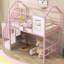 Lit mezzanine en métal avec toit et boîte de rangement-845162224
