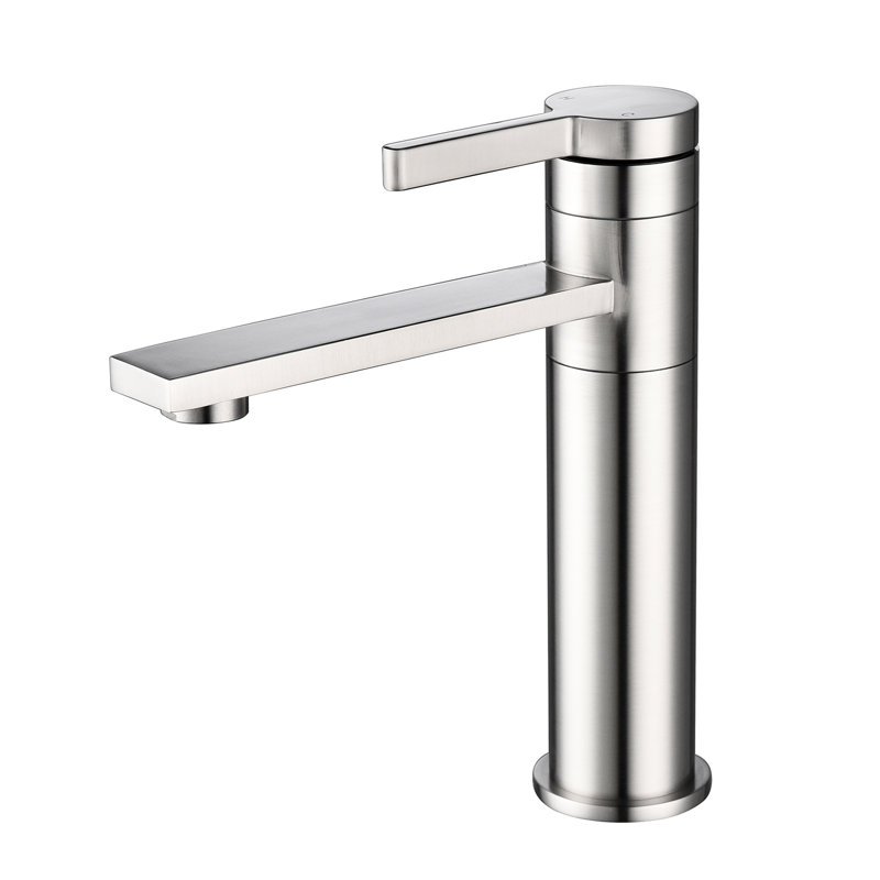 Brushed Nickel Sink Vanity Tap - Single Handle, Stainless Steel, Minimizes Cleaning Frequency, Graceful Design For Bathroom Low Maintenance, Captivating