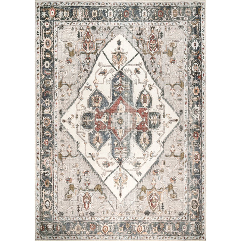 Tapis médaillon traditionnel lavable à la machine Mali SpinClean, Rectangle 2 pi x 3 pi