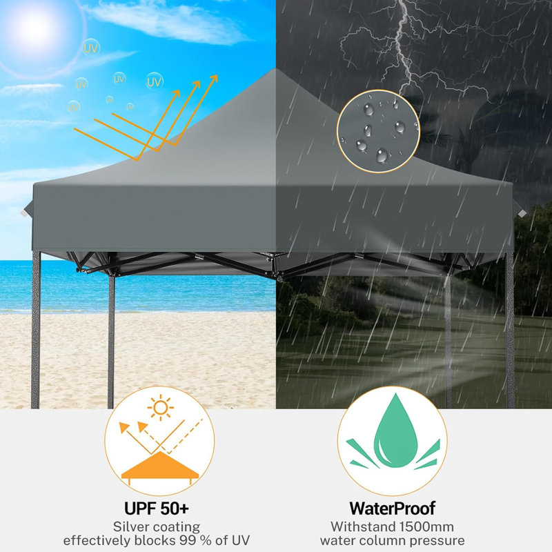 2 x 2m Steel Canopy, Grey