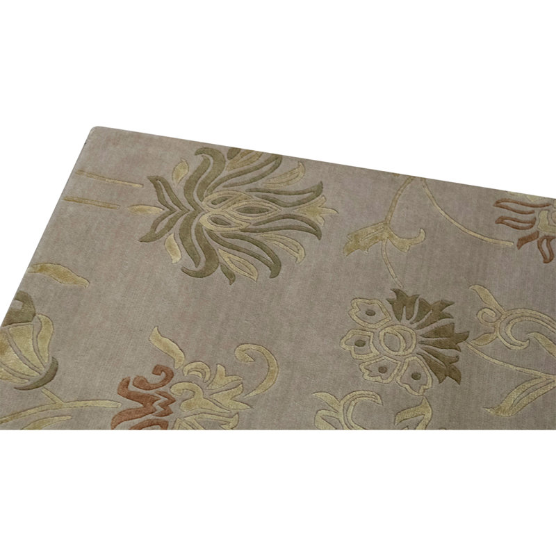 Tapis gris / vert noué à la main de haute qualité