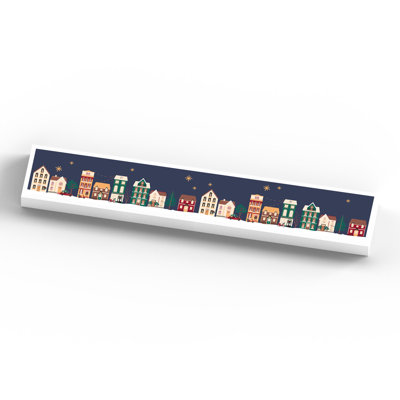 Xmas Festive Street Scene Wooden Memento Block