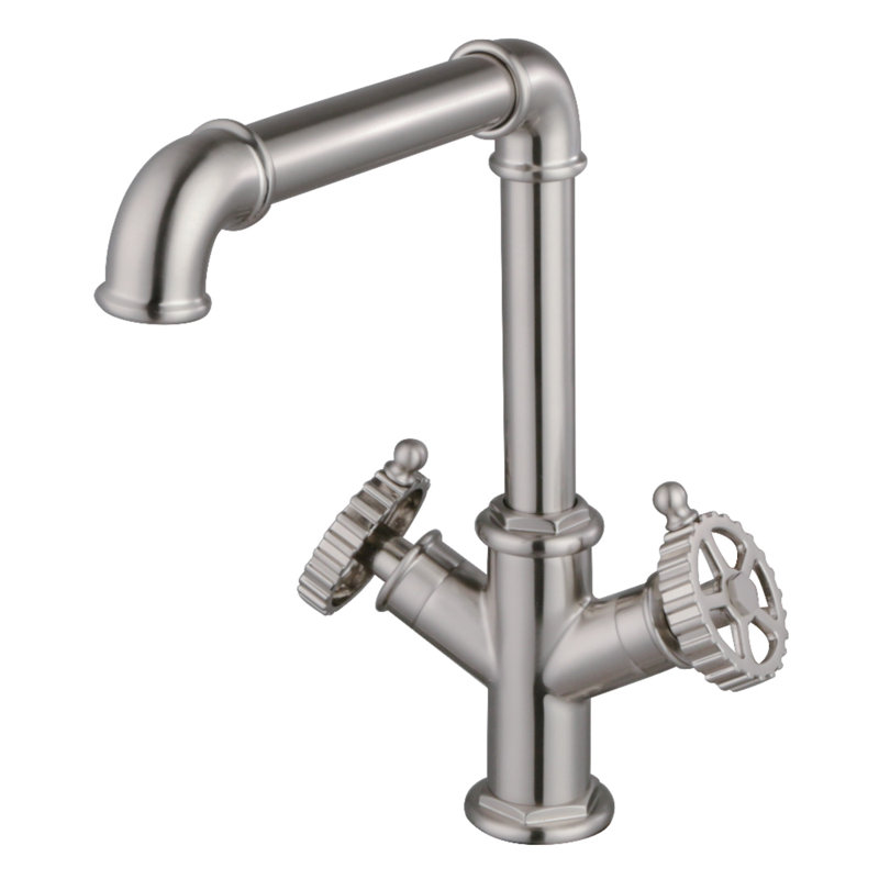Kingston Brass Fuller Two-Handle 1-Hole Kitchen Faucet, Brushed Nickel