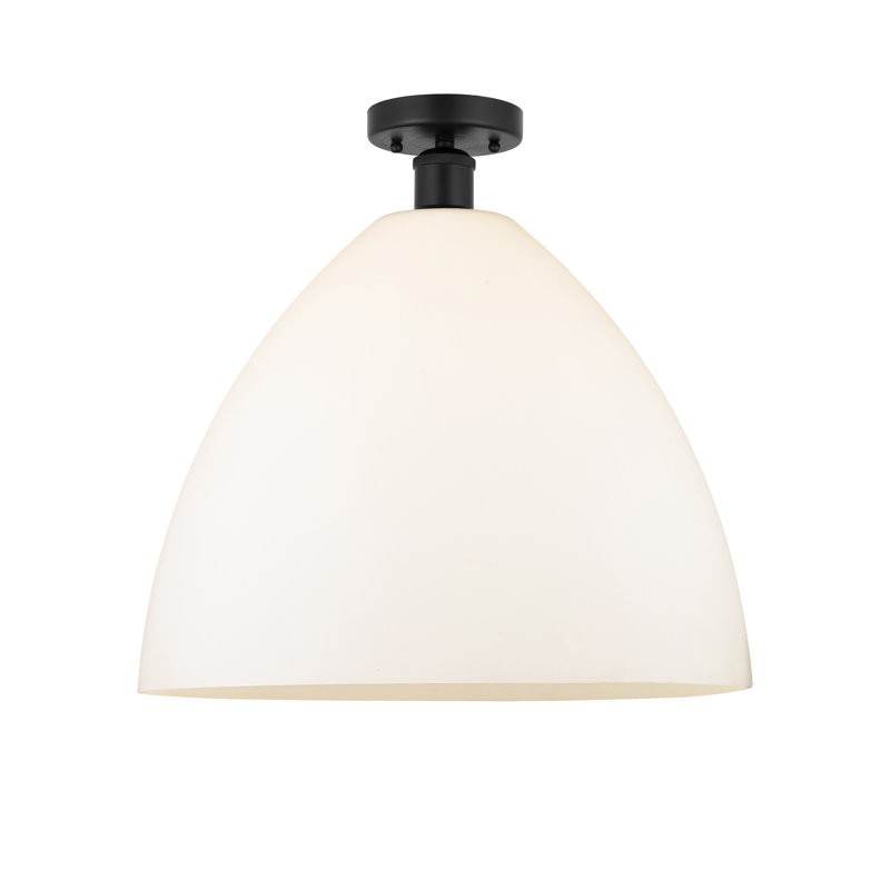 Plafonnier semi-encastré 1 lumière, Noir mat, Blanc mat, H 17,13 po x l 16 po x P 16 po