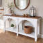 Console 63 po en bois massif pour vestibule, table de ferme à 2 niveaux avec tablettes de rangement pour le salon
