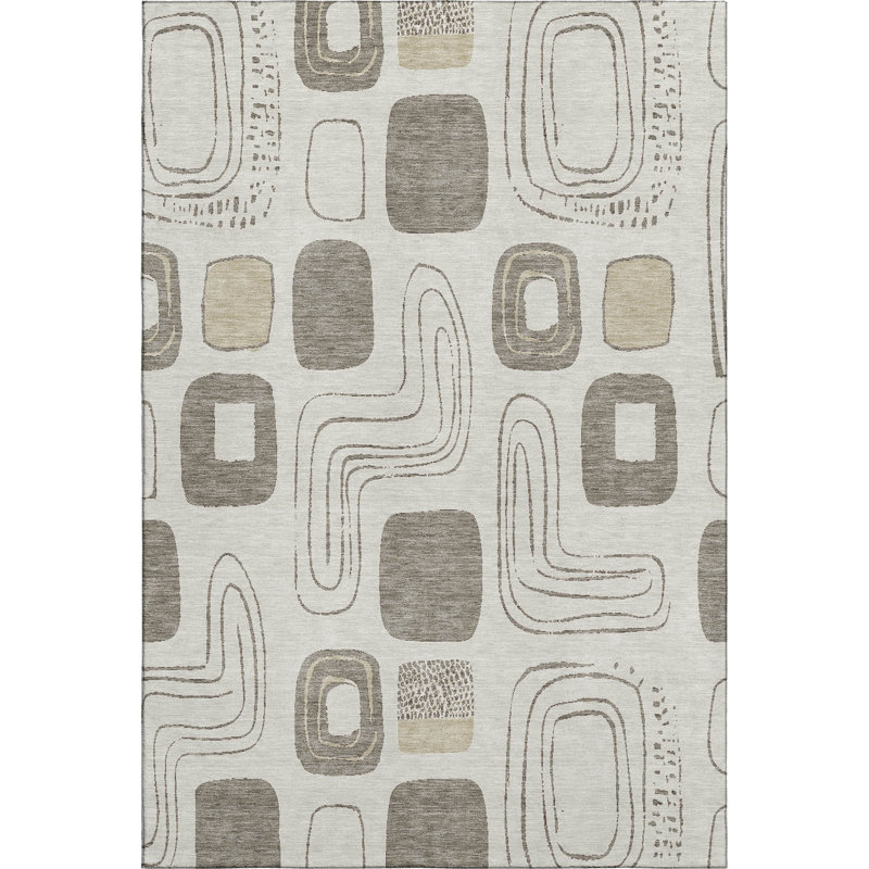 Premium Machine Washable Slesnick AMF1670 Geometric Rug, Rectangle 2'6" x 3'10"