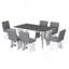 Ensemble de table de salle à manger moderne 7 pièces avec 6 chaises rembourrées gris foncé et blanc Topmax