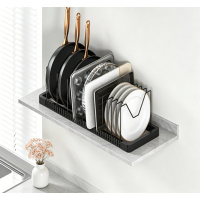 Pots and Pans Organizer Under Cabinet Expandable, Pot Lid Organizer Holder, 12 Dividers