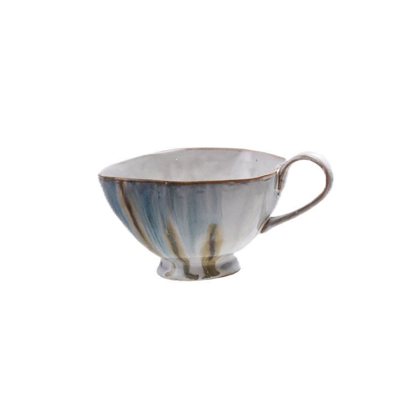 4-Piece Stoneware Footed Mug With Reactive Glaze