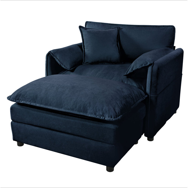 Oversized 57.48" Recliner Chair With Movable Ottoman - Soft Chenille Upholstered Indoor Lounge Chair For Living Room Or Bedroom,DIY Combination