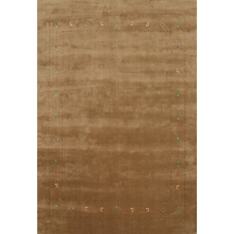 Tapis brun chaud en laine fait à la main de style Gabbeh 8 x 11