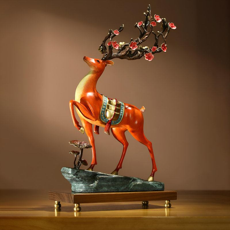 Statue de cerf chanceux artistique en laiton de haute qualité
