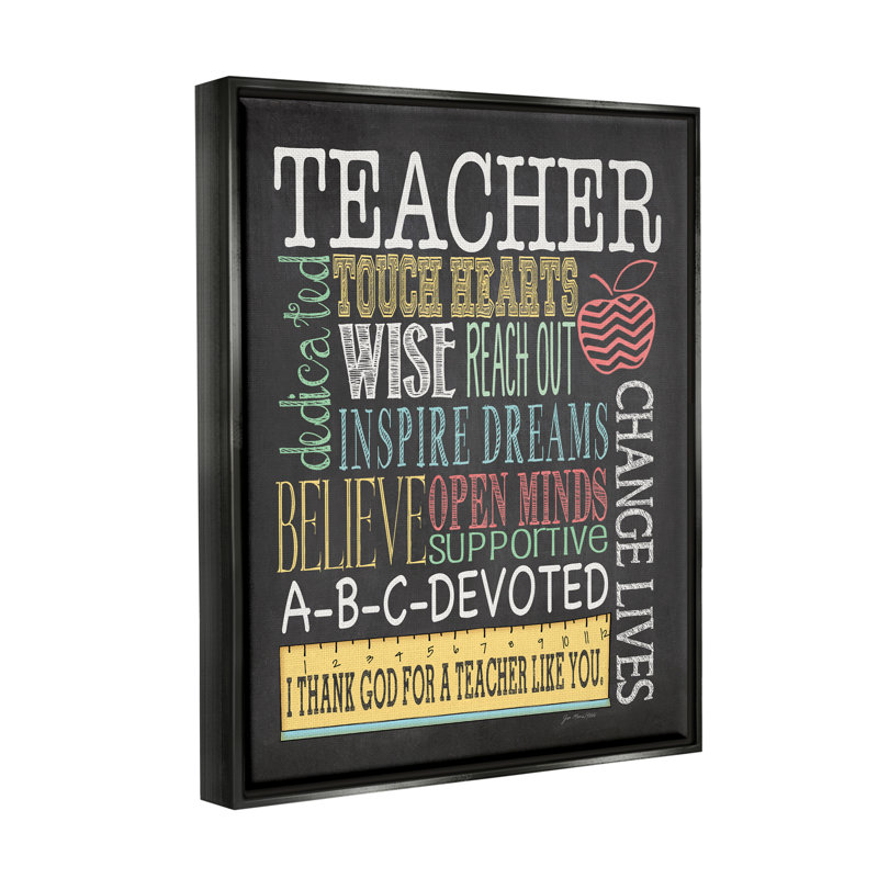 «Teacher Appr appréciation», tableau flottant sur toile par Jo Moulton, Cadre flottant noir de jais