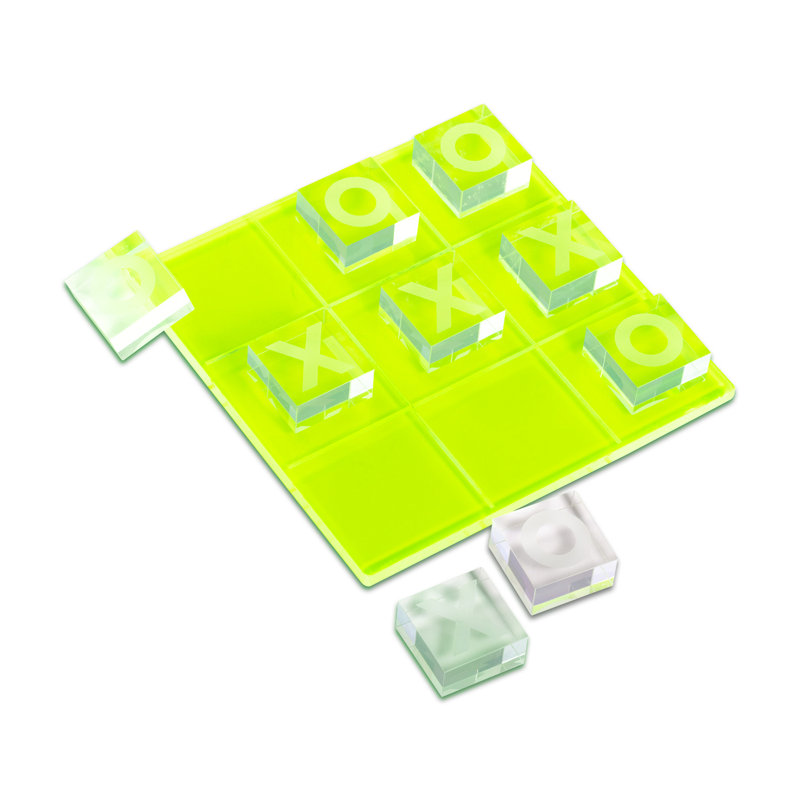 Bey-Berk Acrylic Tic Tac Toe, Neon Yellow