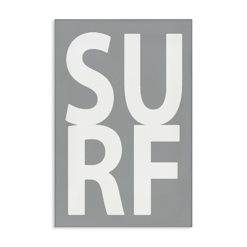 «Surf Word on Gray», art mural sur toile par Jamie MacDowell, H 24 po x l 16 po
