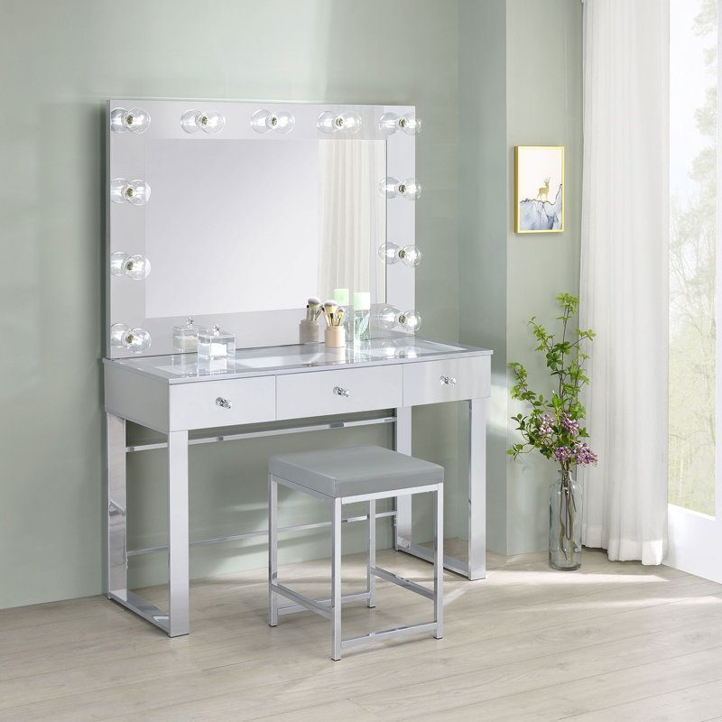 Coiffeuse avec miroir 3 tiroirs Trevor