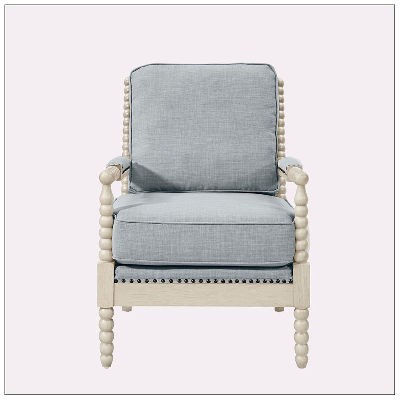 Fauteuil de 25,50 po Deview, Polyester gris ivoire, Crème antique